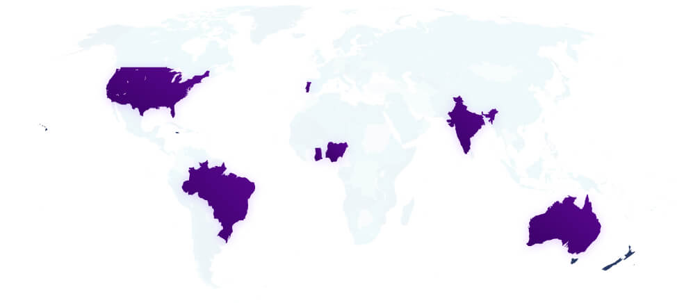 World map of team locations